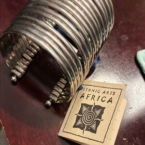 Silver Wide Chunky Cuff Bracelet Artisian African Ethnic Arts Unique bracelet